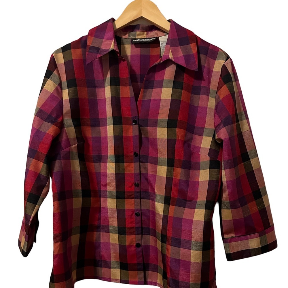 Sag Harbor Dressy Plaid Fall shirt size 14